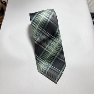 Alexander Julian Colours Silk Tie GreenBlack Stripe Classic Elegant Necktie